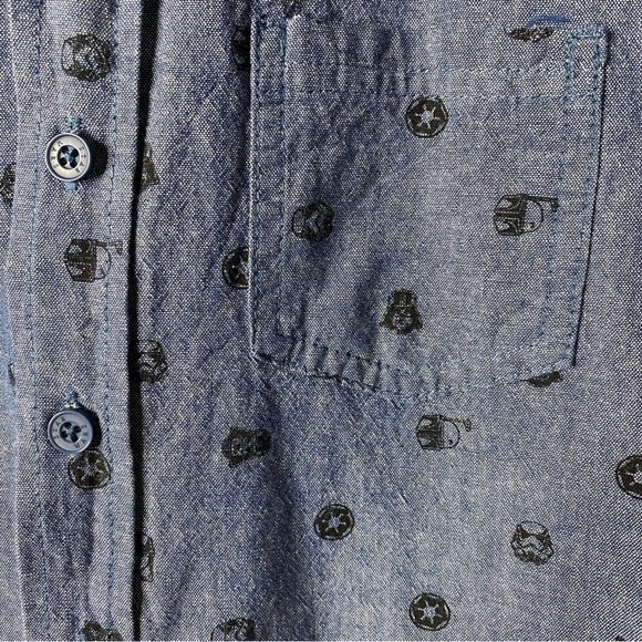 Star Wars Blue and Black Button Down Collar Shirt with Short Sleeves Boys Size M - Picture 4 of 7